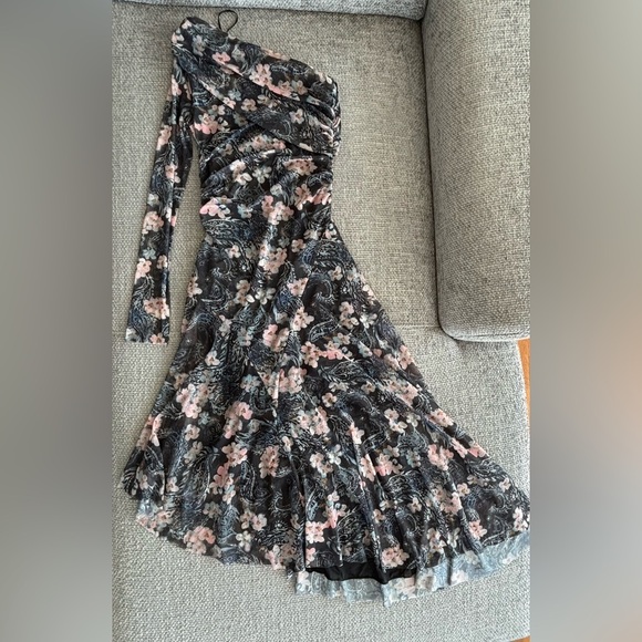 ZARA Floral One-Shoulder Asymmetric Mesh Midi Dress – NWT size Medium - Picture 15 of 16